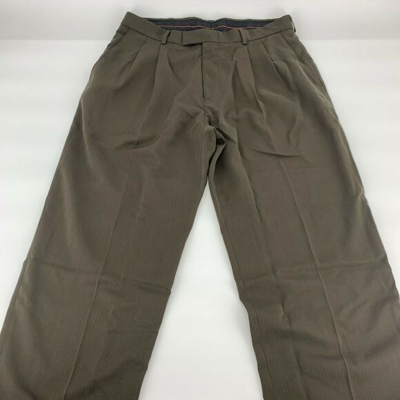 Haggar Brown Flat Front Straight Leg Dress Pants Chinos Men's Size 34x30 - Picture 2 of 7